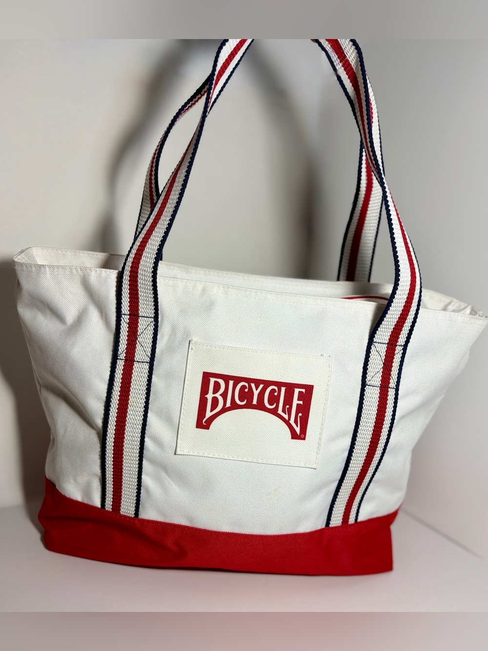 Bicycle Playing Cards Canvas Zippered Boat Tote Bag Liner & Pocket Like New